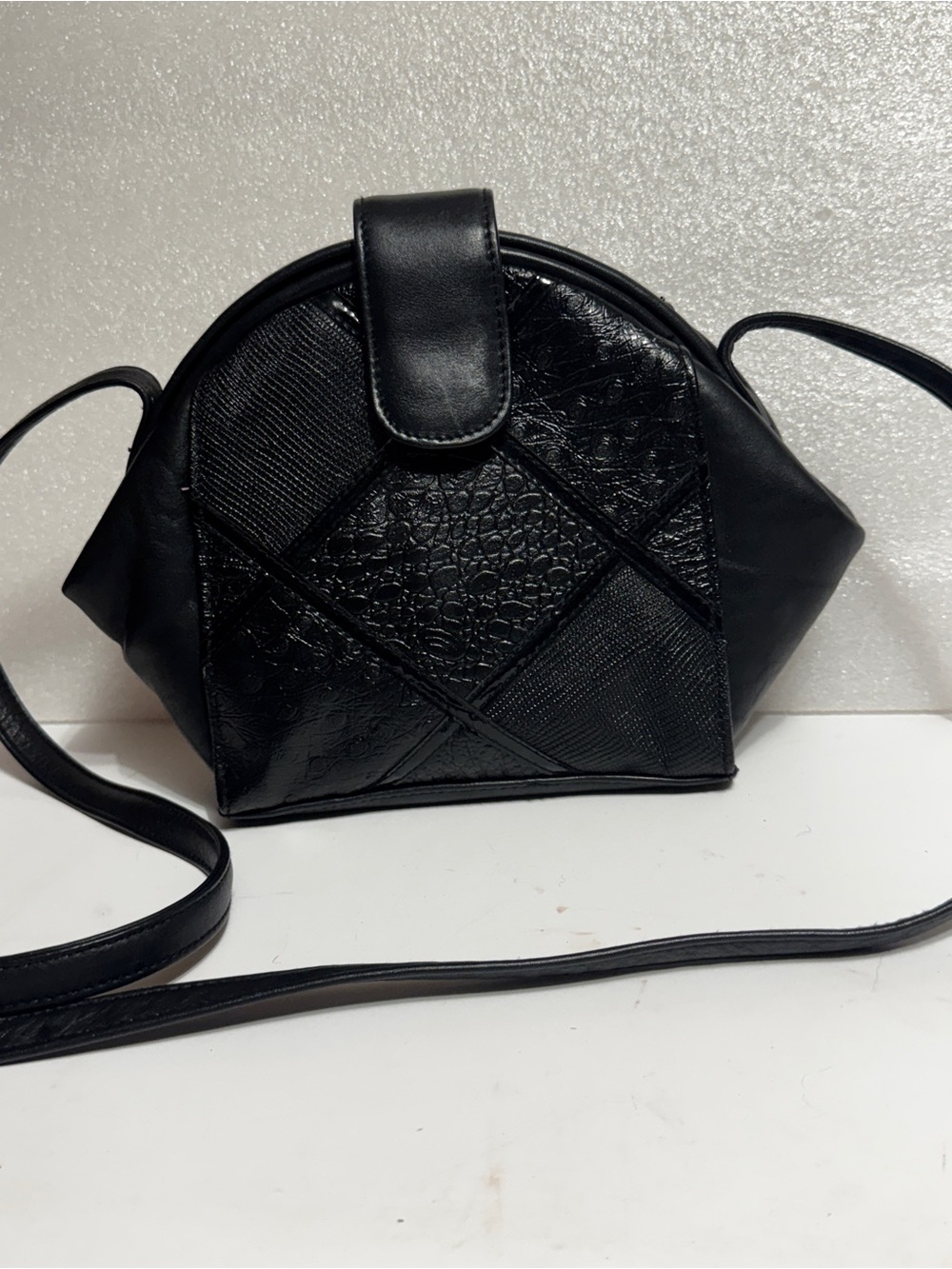 Vintage CHAUS Black Textured genuine leather Crossbody Bag